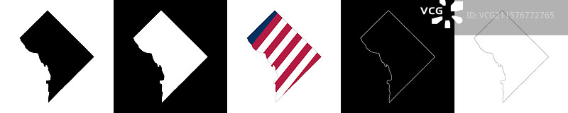 哥伦比亚特区轮廓地图图片素材