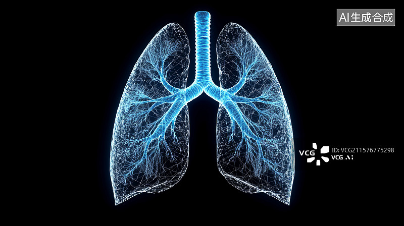 【AI数字艺术】全息光影下的肺部结构图片素材