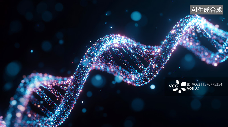 【AI数字艺术】科技感十足的DNA结构图片素材