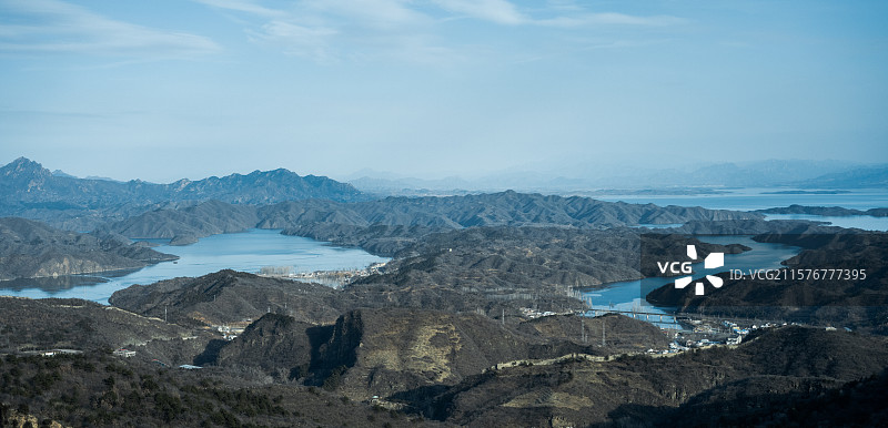 桃源仙谷远眺密云水库图片素材