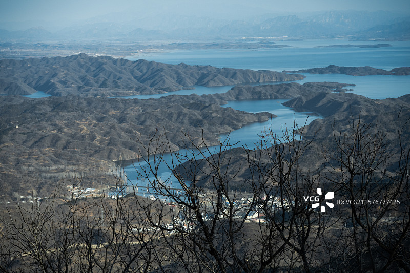 桃源仙谷远眺密云水库图片素材