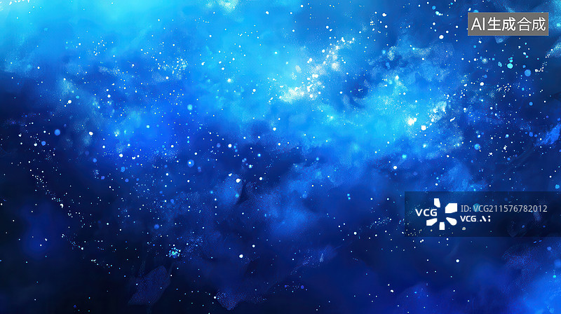 【AI数字艺术】蓝色星云的梦幻宇宙景象图片素材