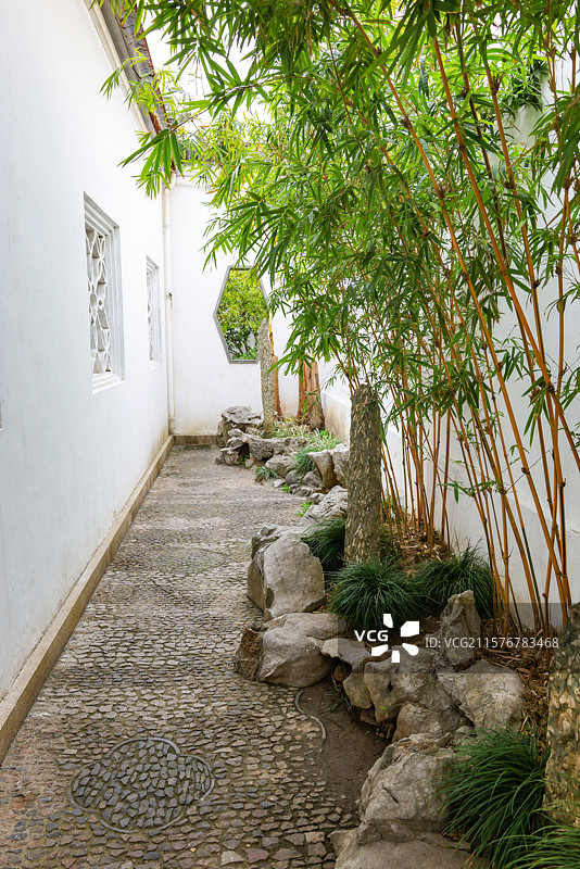 苏州园林之网师园园林建筑假山亭台楼榭花朵风光图片素材