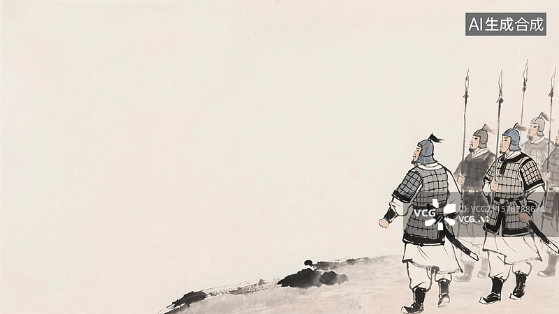 【AI数字艺术】水墨画背景居右图片素材