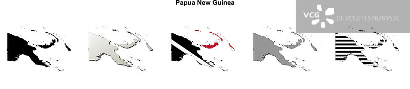 巴布亚新几内亚轮廓地图图片素材