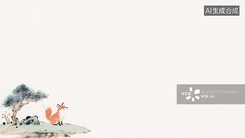 【AI数字艺术】水墨画背景左下图片素材