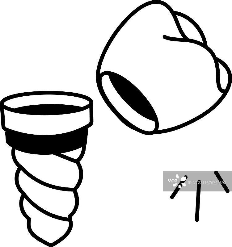 手绘风格的牙齿植入治疗图标图片素材