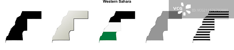 西撒哈拉轮廓地图图片素材