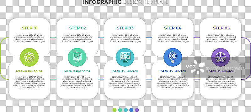 水平进度条，包含5个箭头形状图片素材