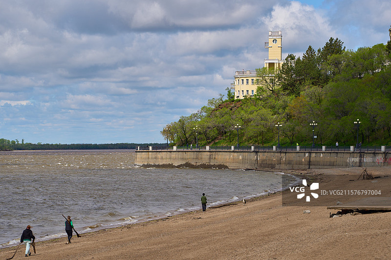 俄罗斯哈巴罗夫斯克市阿穆尔河畔风光图片素材