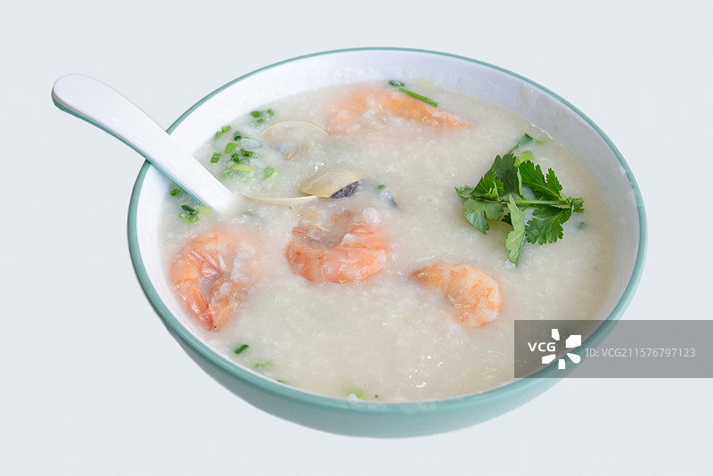 一碗鲜虾贝壳粥图片素材