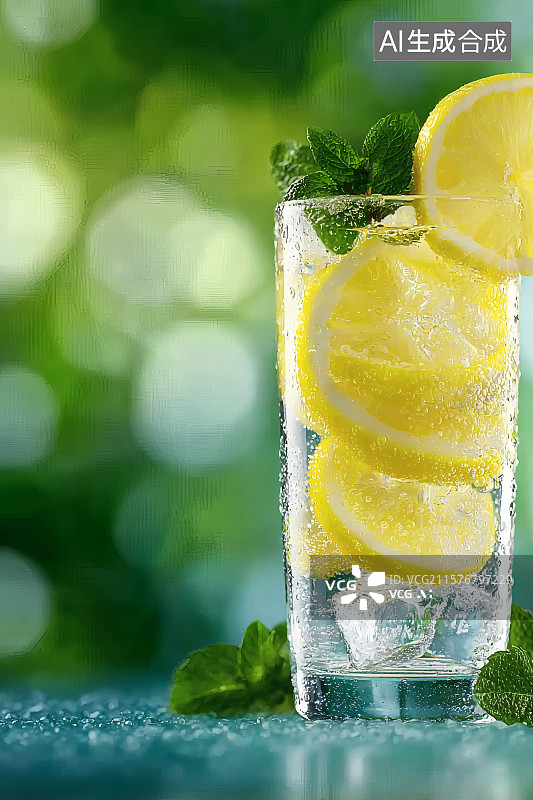 【AI数字艺术】一杯清爽的柠檬水图片素材