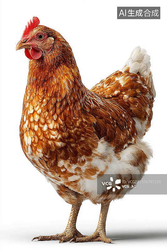 【AI数字艺术】白色背景，一只老母鸡图片素材