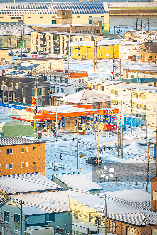 北海道钏路市冬日街道图片素材