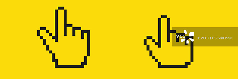 像素艺术风格的手指向上，背景为黄色图片素材