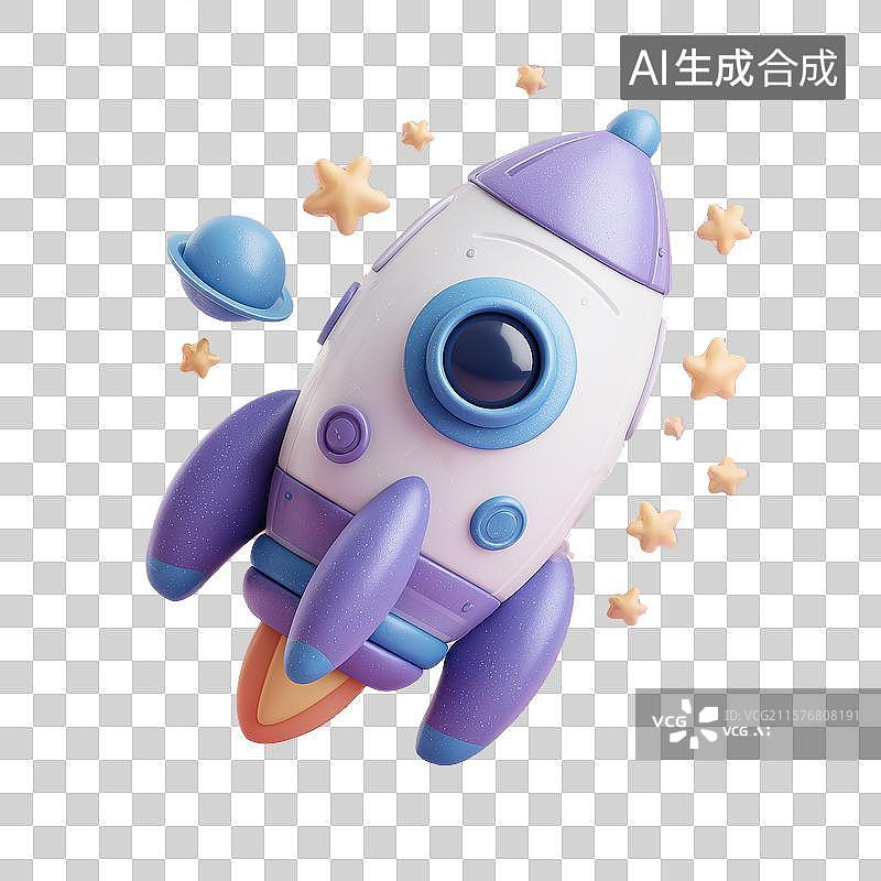 【AI数字艺术】火箭模型与行星图片素材