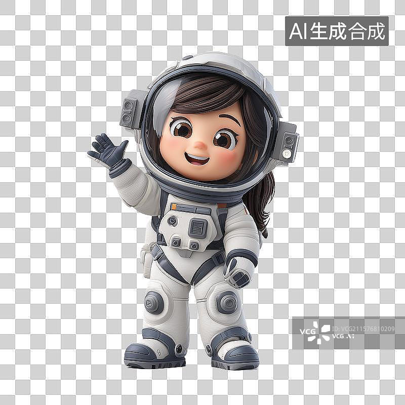 【AI数字艺术】招手的女宇航员图片素材
