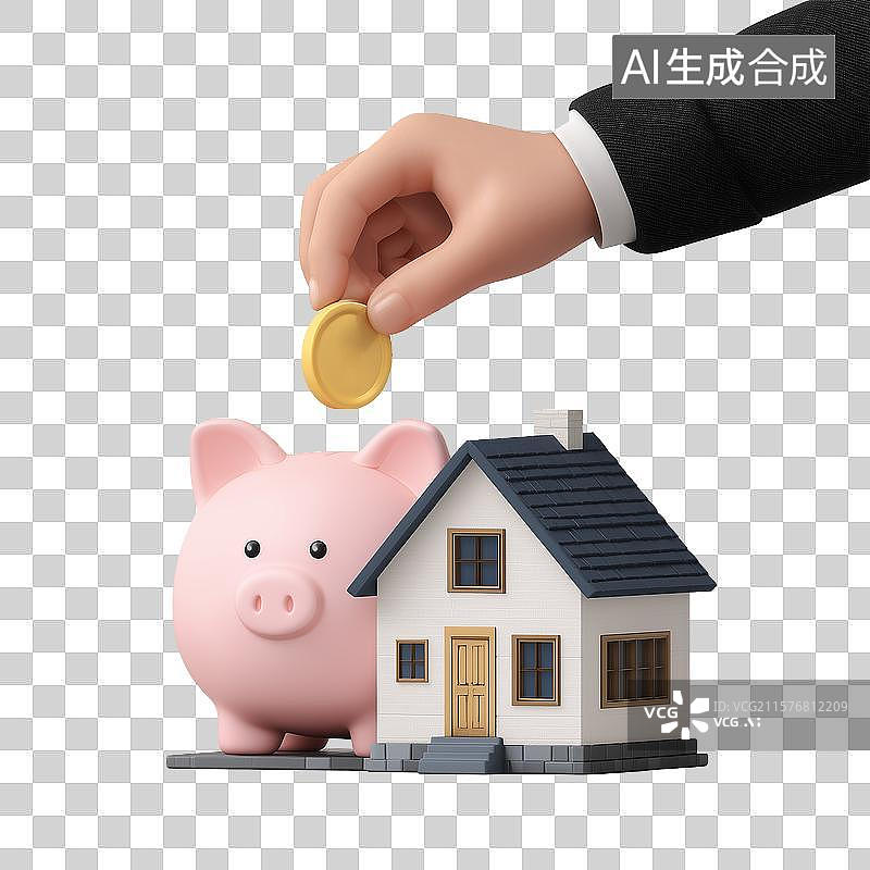 【AI数字艺术】储蓄买房概念图片素材