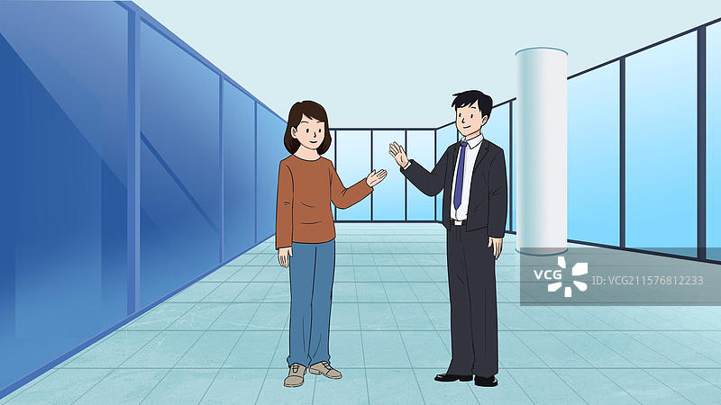 写字楼职场商场大楼大厦公司企业介绍购买房产空置房子销售售卖场景插画图片素材