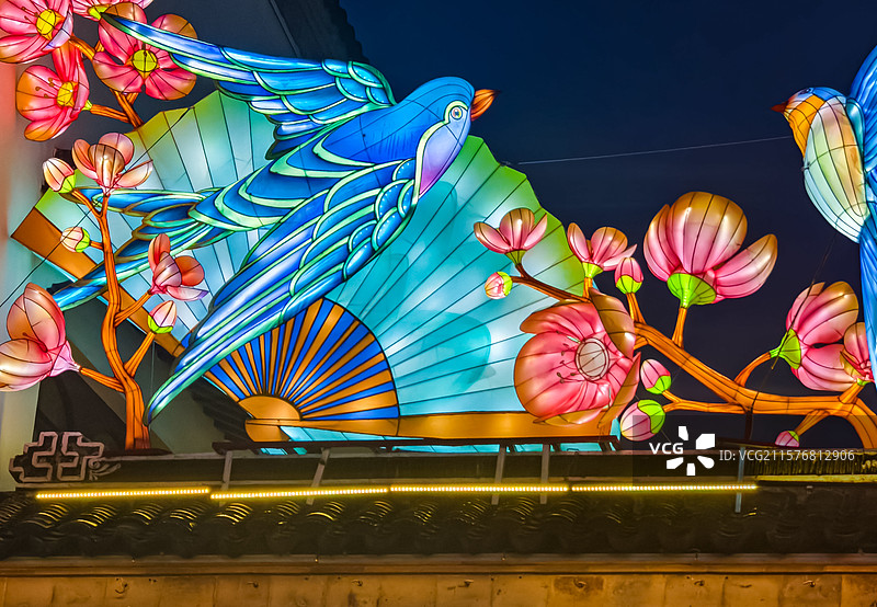 花枝鸟语彩灯图片素材