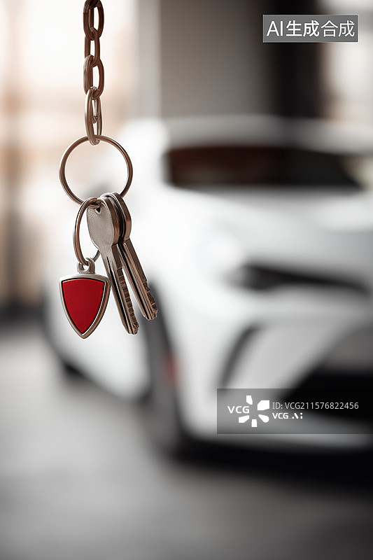 【AI数字艺术】汽车钥匙与背景汽车图片素材