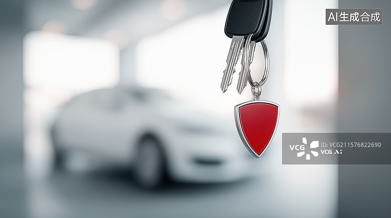 【AI数字艺术】汽车钥匙与背景汽车图片素材