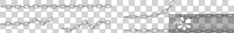 免费的金属链条，带有孔或断裂的钢铬图片素材