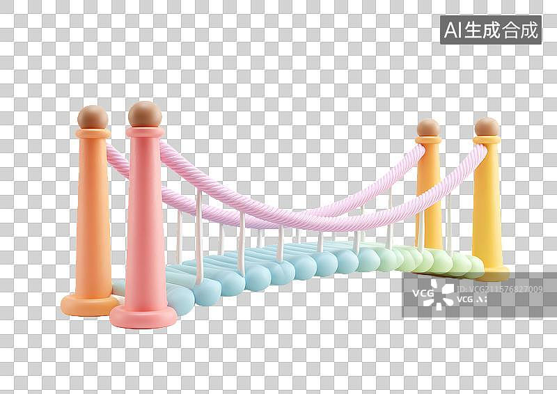 【AI数字艺术】【免抠png素材】彩色卡通吊桥图片素材