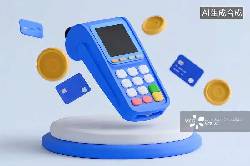 【AI数字艺术】储蓄卡，金币，刷卡机，电子支付图片素材