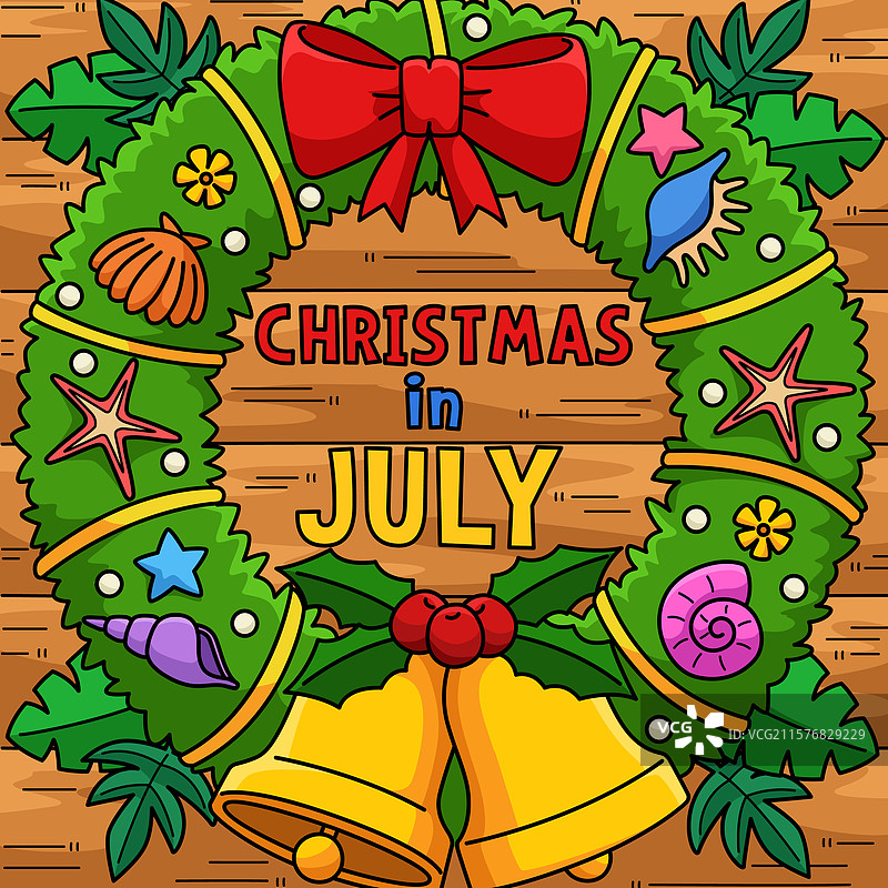 七月的圣诞节 彩色卡通圣诞花环图片素材