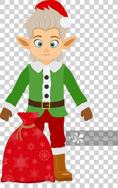 圣诞精灵 圣诞老人助手 平面风格图片素材