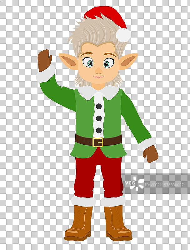圣诞精灵圣诞老人助手扁平风格图片素材