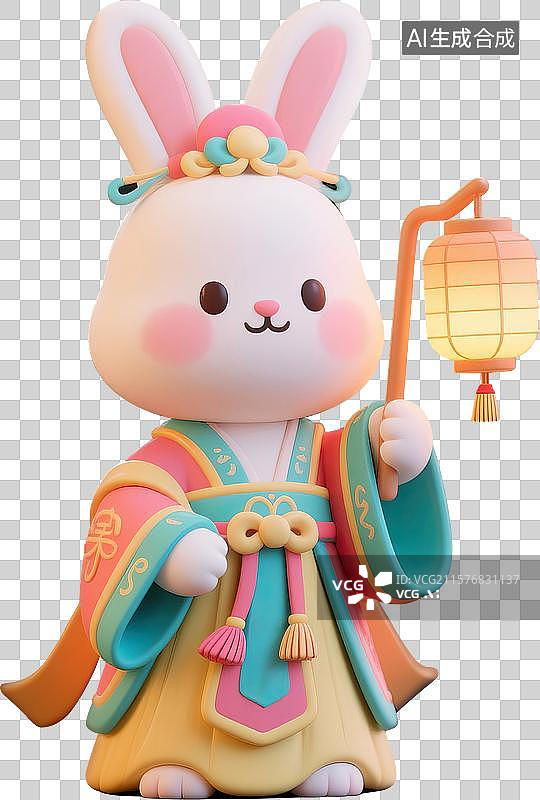 【AI数字艺术】手提灯笼的兔子免抠素材图片素材