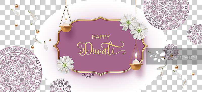 排灯节背景与悬挂的油灯图片素材