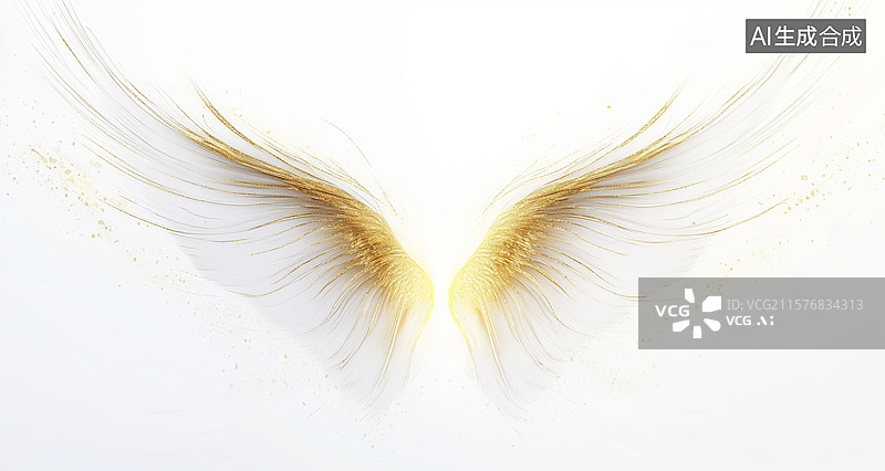 【AI数字艺术】金色羽翼的光芒图片素材