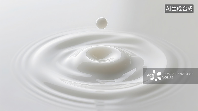 【AI数字艺术】牛奶滴落形成的水波纹微距特写图片素材
