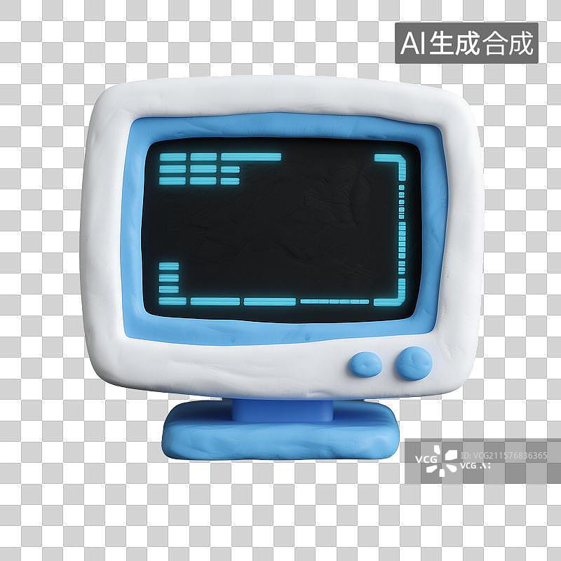 【AI数字艺术】粘土动画风格蓝色HUD技术显示器画面图片素材