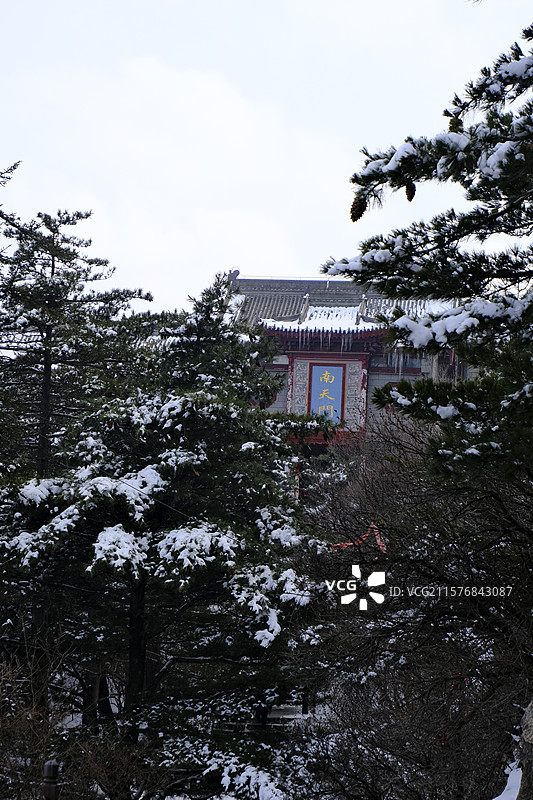 华山雪景图片素材