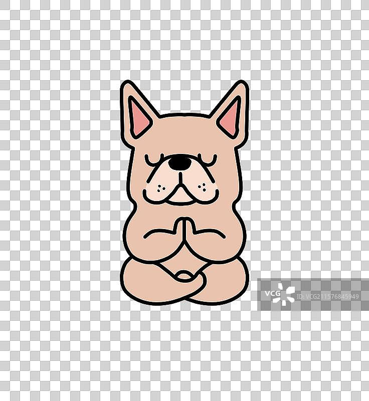 双手合十的小狗盘腿坐着图片素材