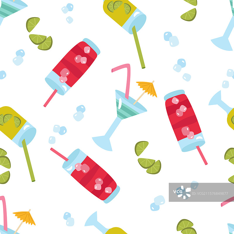 无缝横幅，展示冰镇海滩鸡尾酒图片素材