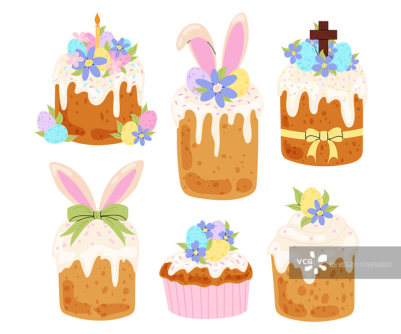 基督教春季假期复活节蛋糕套装图片素材