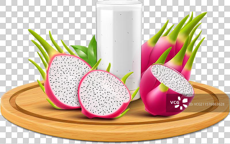 一杯新鲜的火龙果酸奶或奶昔图片素材