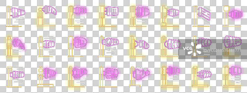一组显示风向的霓虹风筝图标图片素材
