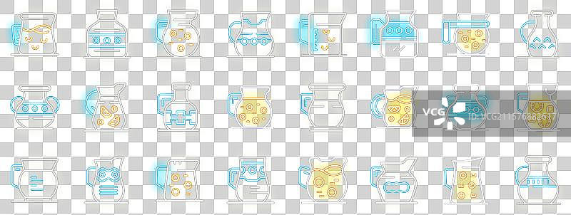 酒吧用的霓虹发光水壶图标集图片素材