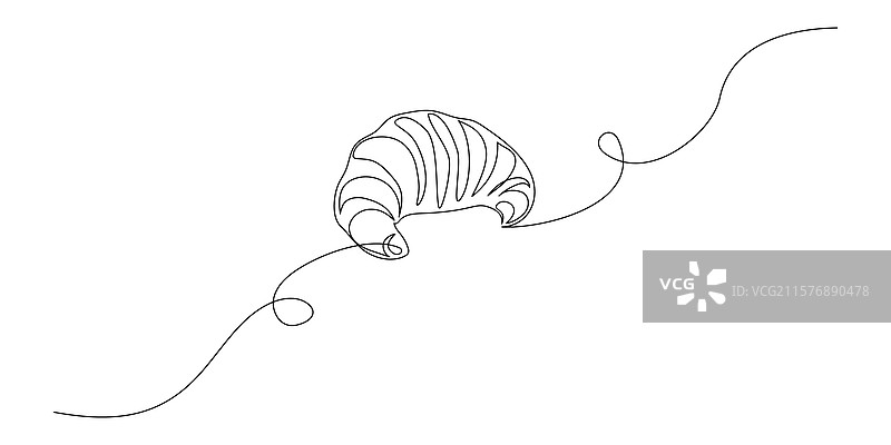 一笔画出的法式可颂面包图片素材