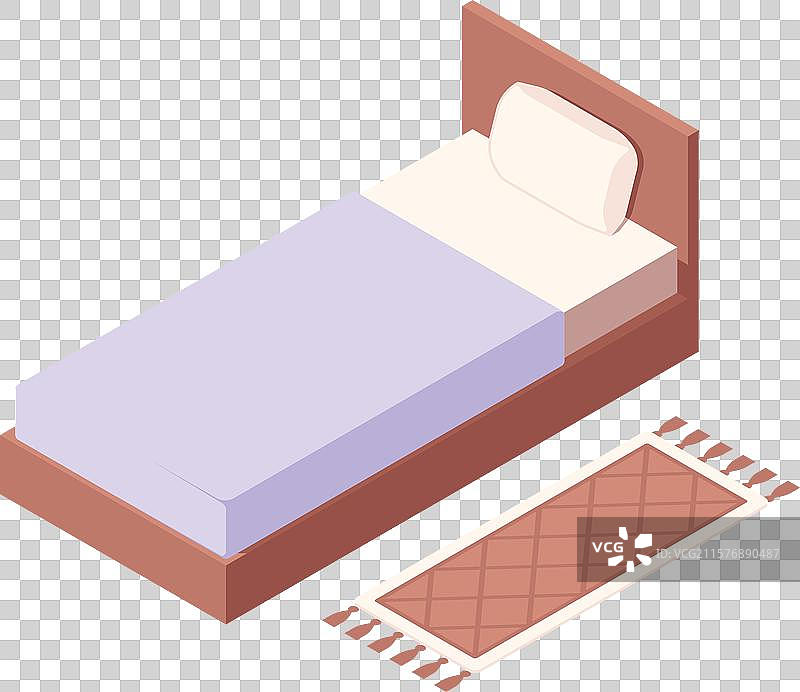 家居家具等距图标 舒适的床图片素材