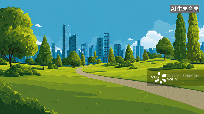 【AI数字艺术】城市公园美景图片素材