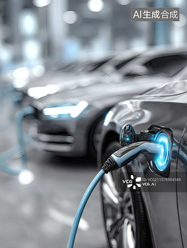 【AI数字艺术】电动汽车充电场景图片素材