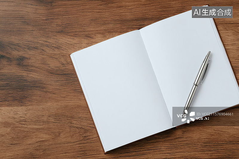 【AI数字艺术】木桌 笔记本 钢笔图片素材