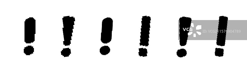 白色背景上的像素化黑色感叹号图片素材